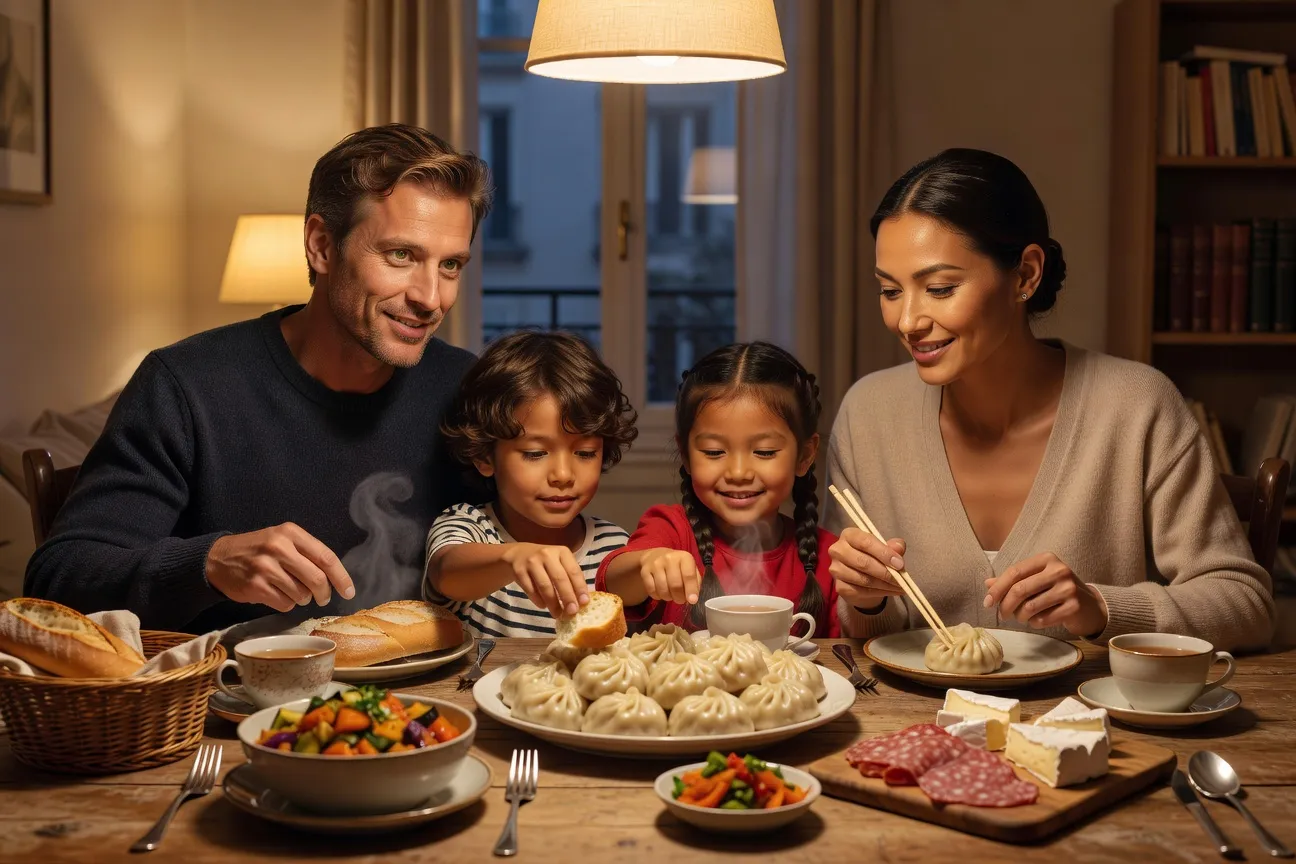 Couple mixte franco-mongol a Paris - dialogue interculturel autour d'un repas familial